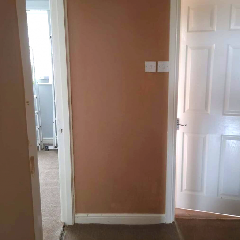 Freshly wet plastered wall